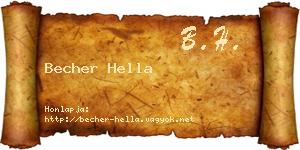 Becher Hella névjegykártya